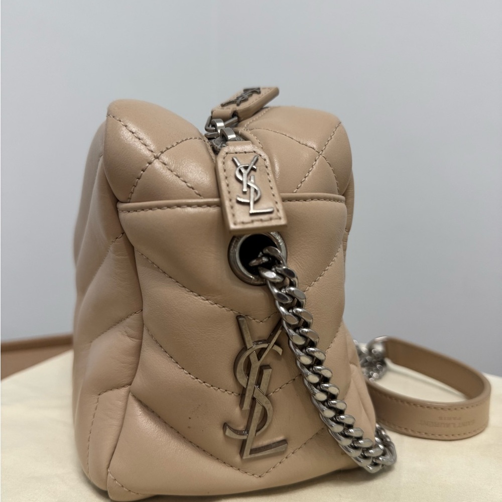The Saint Laurent Lulu Bowling Shoulder Bag Beige Quilted Leather Crossbody